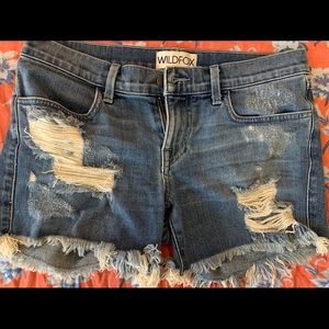 Wildfox Destroyed Denim Shorts 28
